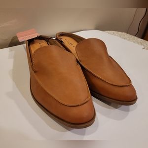 Brown loafer mules